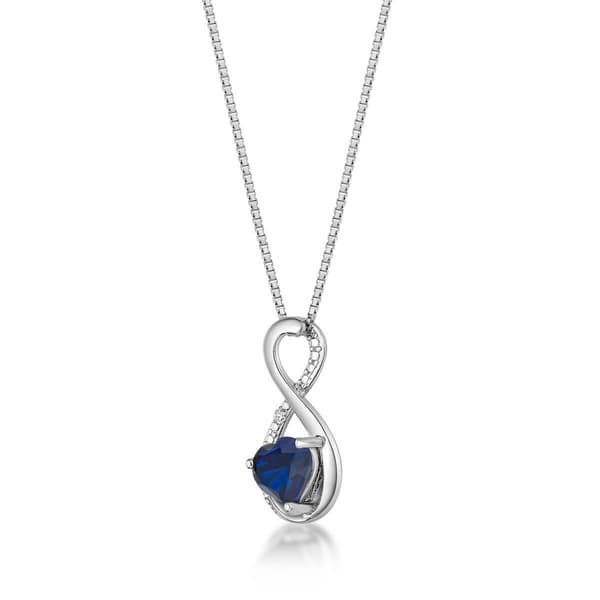 Gemminded Sterling Silver 6mm Heart Created Sapphire Pendant