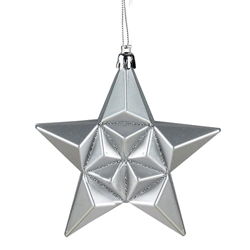 DAK 12ct. Silver Splendor Shatterproof Star Christmas Ornaments - image 