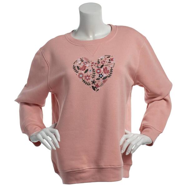 Womens Hasting & Smith Embroidered Floral Heart Sweatshirt - image 
