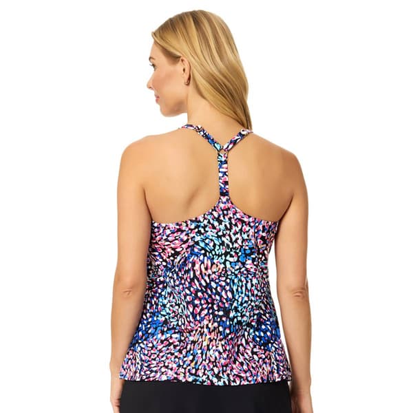 Womens Leilani Animal Beach Abstract Racer Back Tankini Swim Top