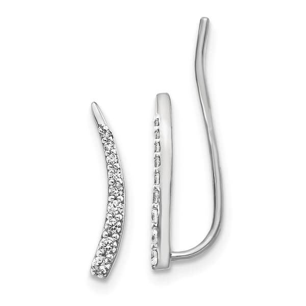 Diamond Classics&#40;tm&#41; 14k White Gold Ear Climber Stud Earrings - image 
