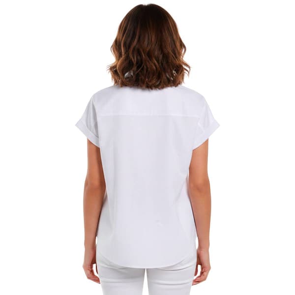 Womens Nautica Dolman Sleeve Embroidered Button Front Blouse