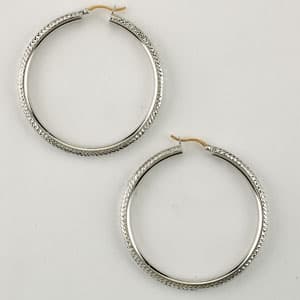 Candela Sterling Silver Diamond Cut Hoop w/14kt. Gold Post