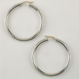 Candela Sterling Silver Diamond Cut Hoop w/14kt. Gold Post