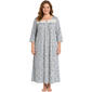 Plus Size Sophia 3/4 Sleeve Floral Lace Trim Henley Nightgown - image 1