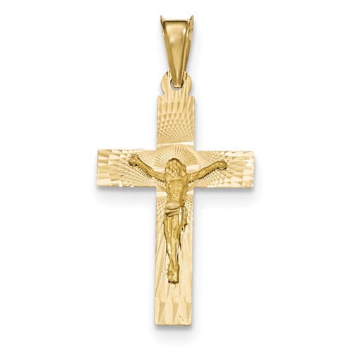 Unisex Gold Classics&#40;tm&#41; 14kt. Polished Satin Crucifix Pendant - image 