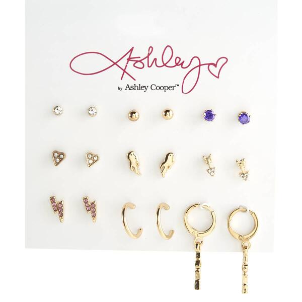 Ashley 9pr. Arrow Flame & Heart Earrings Set - image 