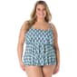 Plus Size Beach House Retro Geometric Ruffle Tankini Swim Top - image 1