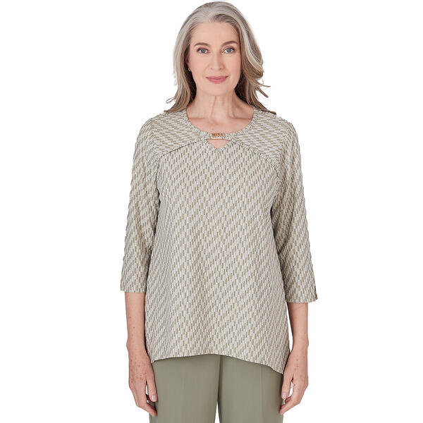Petite Alfred Dunner Tuscan Sunset Rib Knit Texture Top - image 