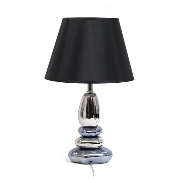 Elegant Designs Chrome & Metallic Blue Stones Ceramic Table Lamp