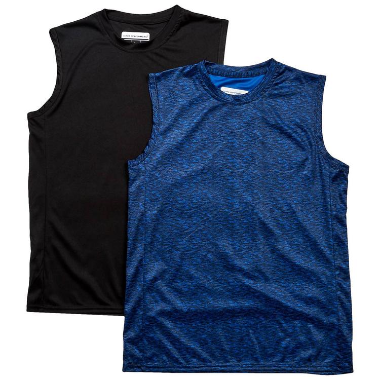 Mens Ultra Performance 2pk. Marled & Solid Sleeveless Tees