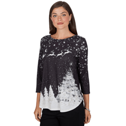 Petite Ruby Rd. Happy Holidays Santa''s Sleigh Scenic Tee