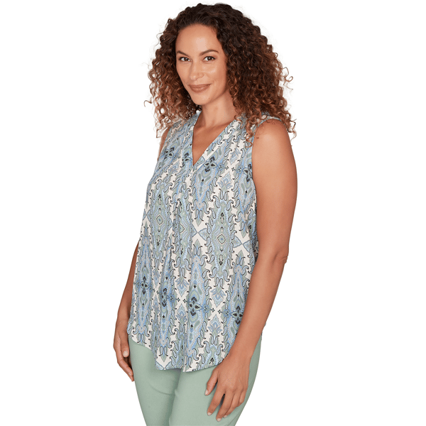Womens Emaline Seabreeze Essence Sleeveless Paisley Blouse