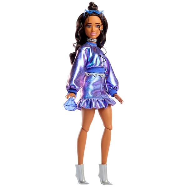 Barbie(R) Deluxe Style Fashion Doll #7 in Metallic Blue Top & Skirt - image 
