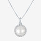 Gemstone Classics(tm) Lab Grown White Sapphire & Pearl Halo Pendant - image 1