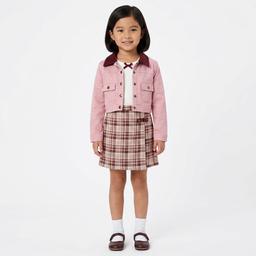 Girls (4-6x) Little Lass(R) 2pc. Twill Jacket w/ Plaid Skirt Dress