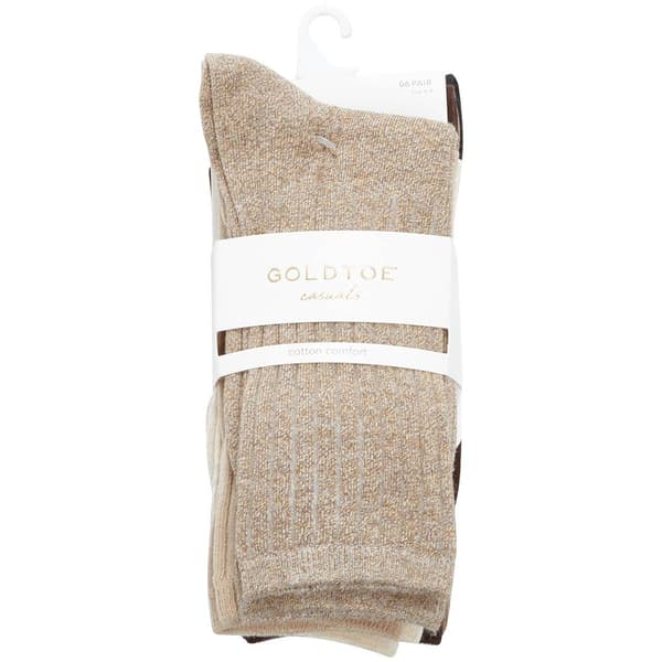 Womens Gold Toe® 6pk. Ribbed Crew Socks - image 