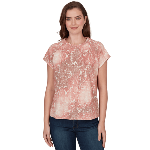 Womens Skyes the Limit Key Items Printed Cap Sleeve Crew Neck T