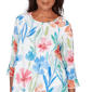 Womens Alfred Dunner Caribbean Blues Whimsical Floral Blouse - image 5