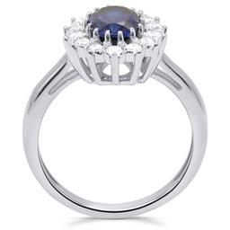 Nova Star® Oval Lab Grown Sapphire with Lab Grown Diamond Ring