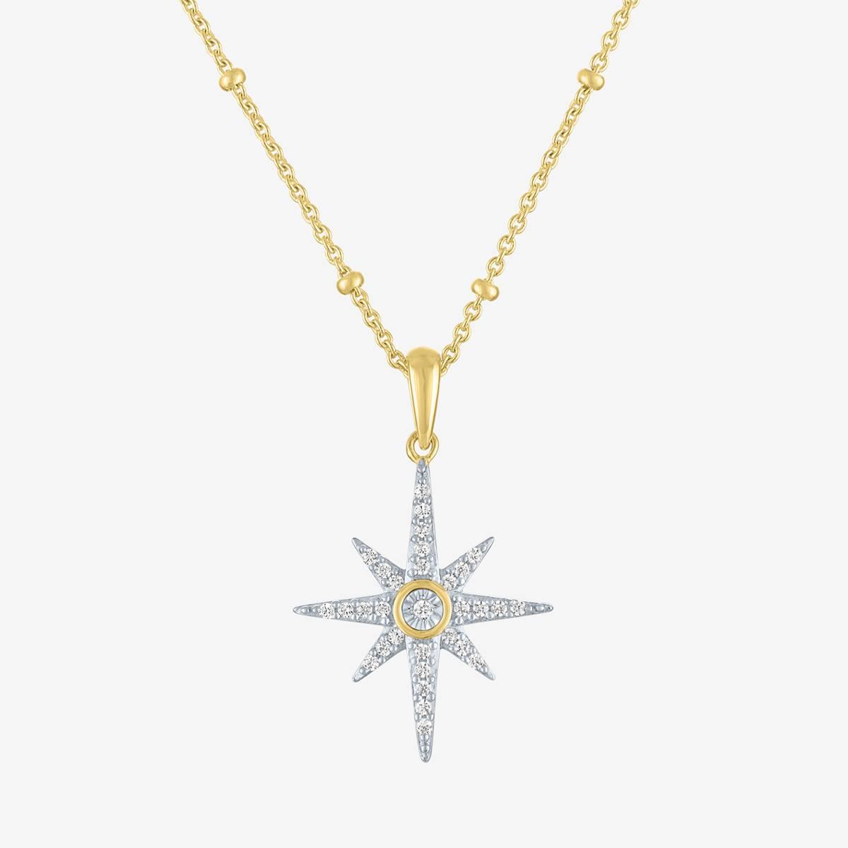 Nova Star(R) Gold 1/8ctw. Lab Grown Diamond North Star Necklace