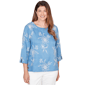 Womens Alfred Dunner Classics Tossed Floral Embroidered Blouse - image 1