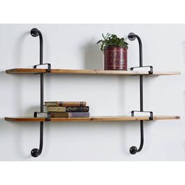 9th & Pike&#174; 2 Tier Metal and Wood Floating Wall Shelf