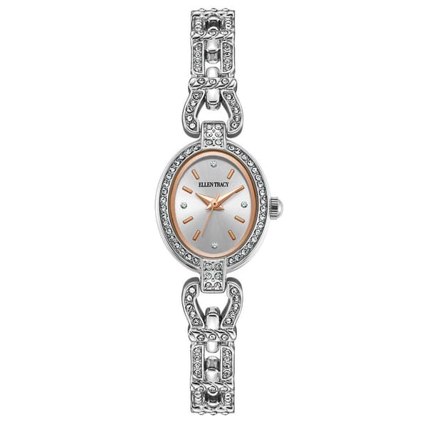 Womens Ellen Tracy Silver Oval Filigree Bracelet Watch - ET5458SL - image 