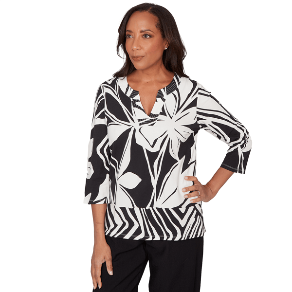 Womens Alfred Dunner Crowd Pleaser Dramatic Abstract Floral Spli - image 