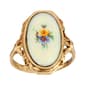 1928 Gold Tone Hand-Enameled Flower Ring - image 1