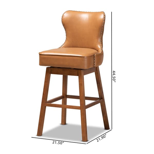 Baxton Studio Gradisca Brown Wood 2pc. Swivel Bar Stool Set