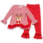 Girls (4-6x) Rare Editions Reindeer Top & Polka Dot Legging Set - image 1