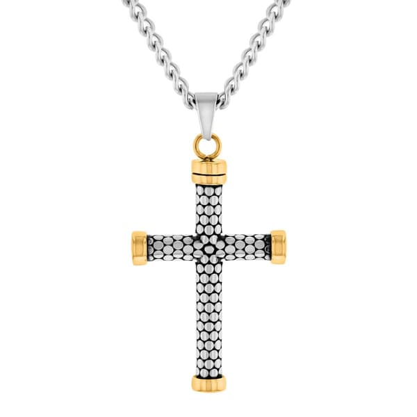 Mens Gentlemen's Classics&#40;tm&#41; Stainless Steel Two-Tone Cross Pendant