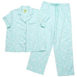 Petites White Orchid Short Sleeve Soft Floral Long Leg Pajama Set