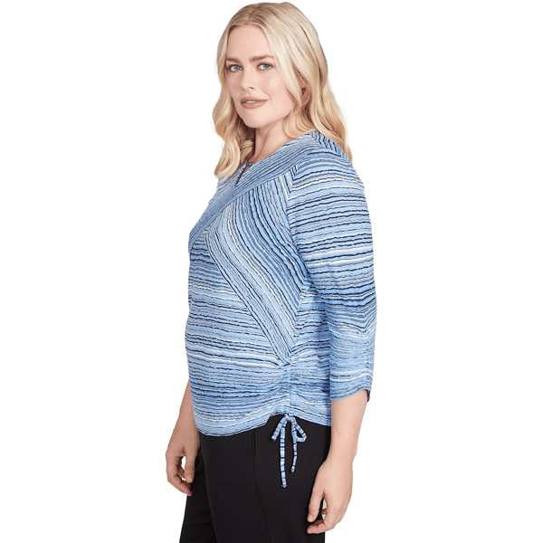 Petite Alfred Dunner Business As Usual Splice Stripe Blouse