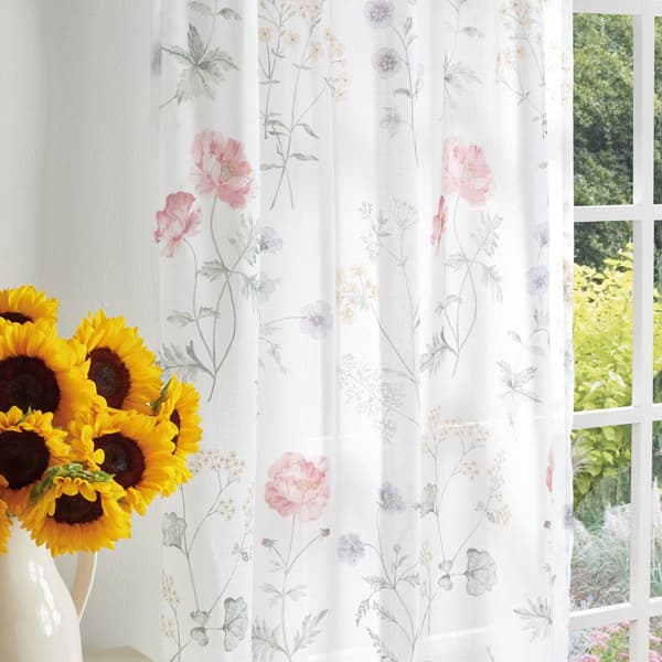 Martha Stewart Garden Print Pole Top Sheer Curtains