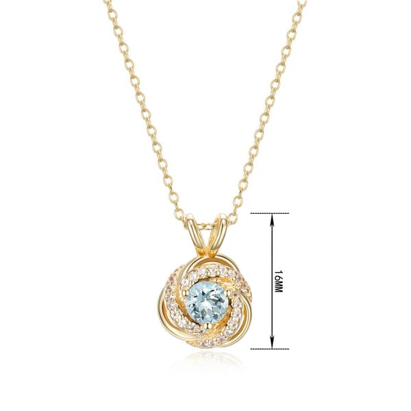 Forever Facets 18kt. Gold Aquamarine Love Knot Necklace - image 