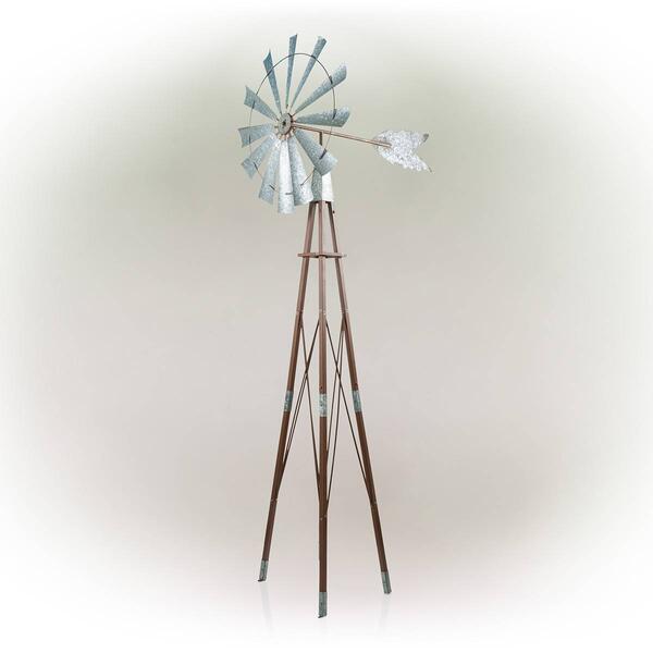 Alpine Rustic Bronze & Silver Metal Windmill - image 
