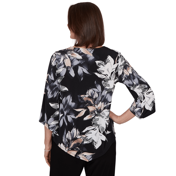 Womens Alfred Dunner Classics 3/4 Sleeve Floral Blouse