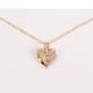 Gold-Tone Heart with Pink Cubic Zirconia Flower Pendant - image 1