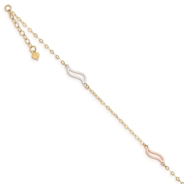 Gold Classics(tm) 14kt. Gold Tri-Color Open S Links 9in. Anklet - image 
