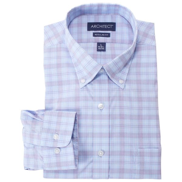 Mens Architect(R) High Performance Plaid Dress Shirt - Blue/Plum - image 