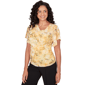 Petite Emaline Limoncello Sunrise Drape Neck Abstract Blouse - image 2