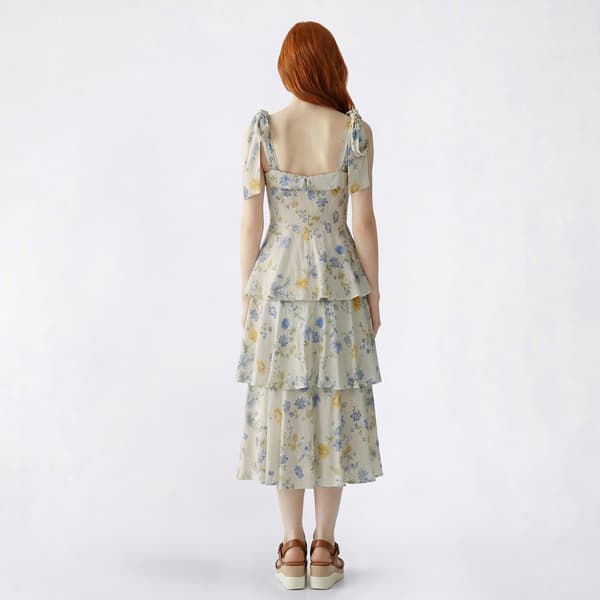 Juniors No Comment Mix Floral Tiered Maxi Dress w/ Bust Cups