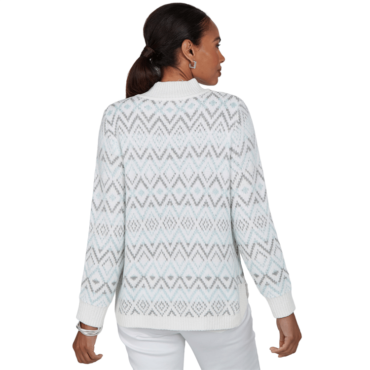 Petite Hearts of Palm Silver Linings Mock Neck Diamond Sweater