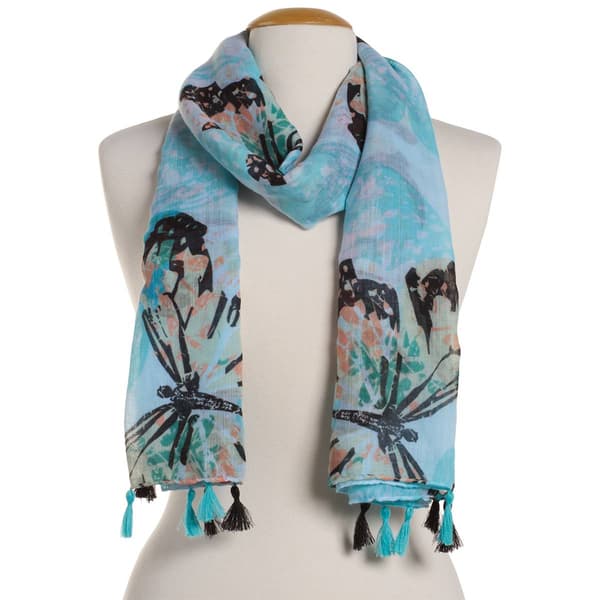 Womens Renshun Muted Butterfly Viscose Oblong Scarf - image 