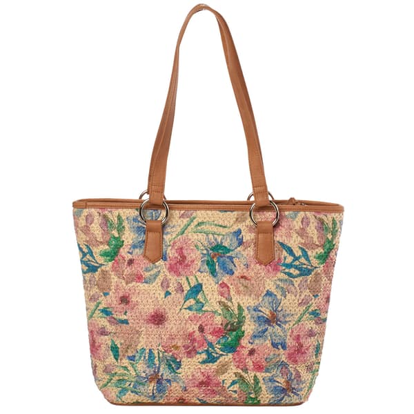 Bueno Floral Straw Tote