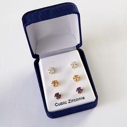 Trio Set Champagne & Amethyst Earrings