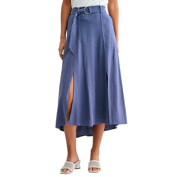 Womens CITY BLUES Double Slit Belted Waist Midi Skirt - image 