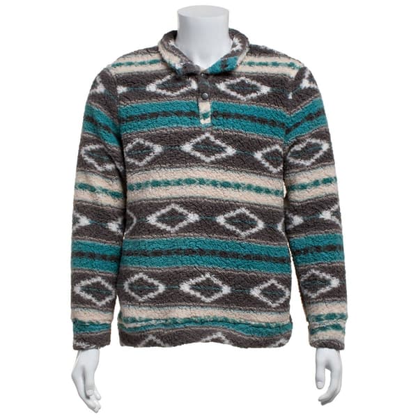 Young Mens Brooklyn Cloth Baja Stripe Mock Neck Hoodie - Teal - image 